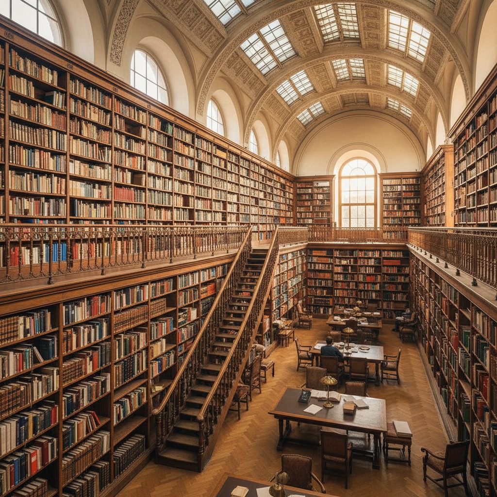 Una foto de libros de filosofía, una biblioteca